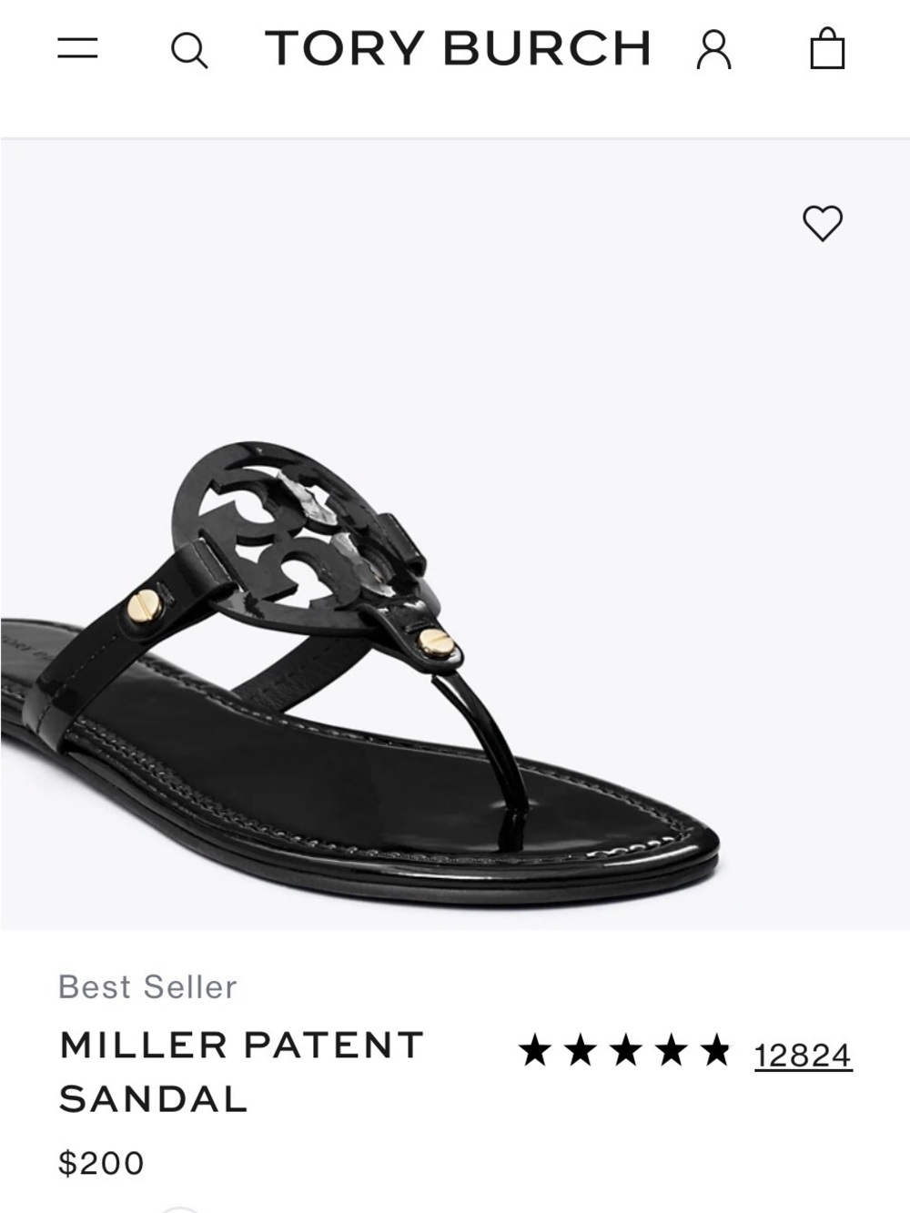 Tory Burch Black Logo Thong Sandals with Gold Accents